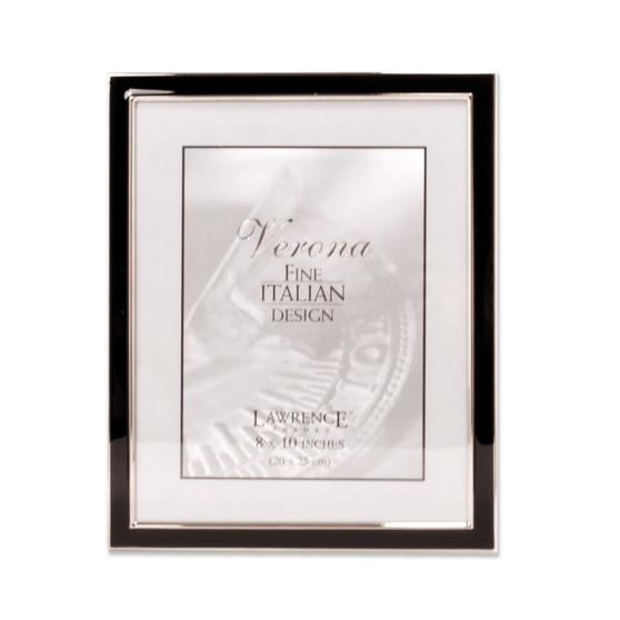 Silver Plated Metal with Black Enamel Picture Frame - 8" x 10"