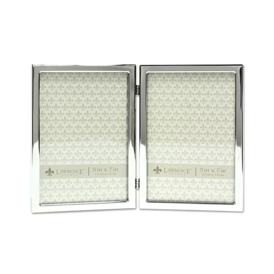 Hinged Double Silver Standard Metal Picture Frame - 5" x 7"