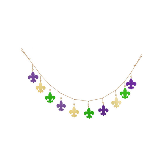 72" L Mardi Gras Metal Fleur-De-Lis Garland
