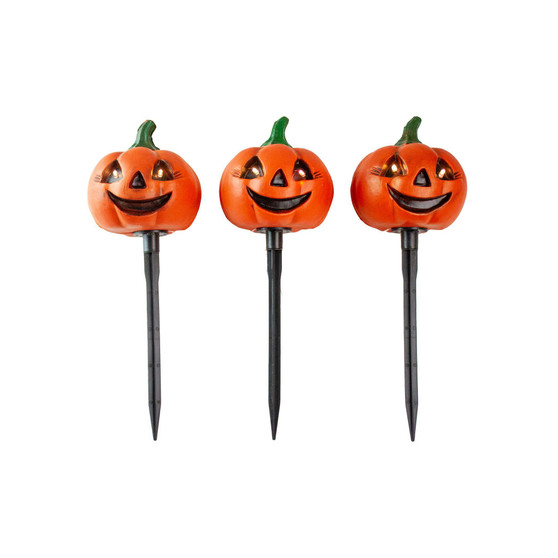 Lighted Jack-O-Lantern 3 Piece Halloween Pathway Markers Set