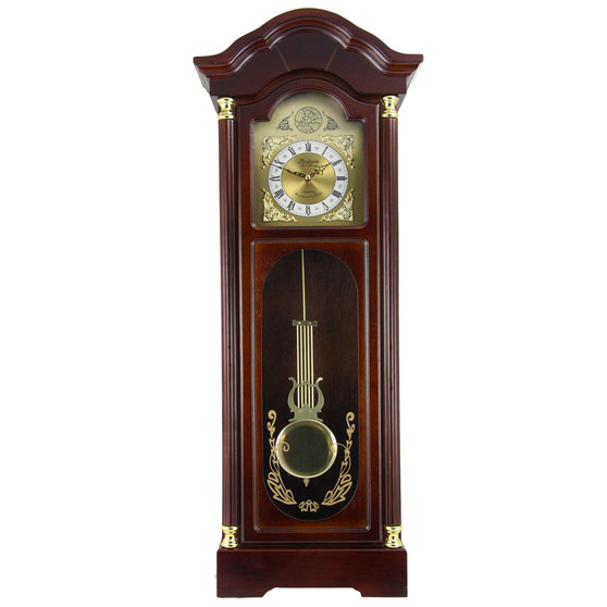 Clock Collection 33" Antique Chiming Wall Clock with Roman Numerals