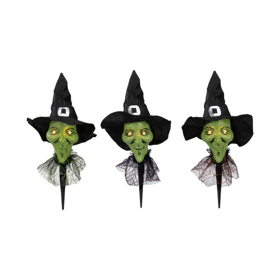 Smirking Witch Halloween 3 Piece Pathway Markers Set