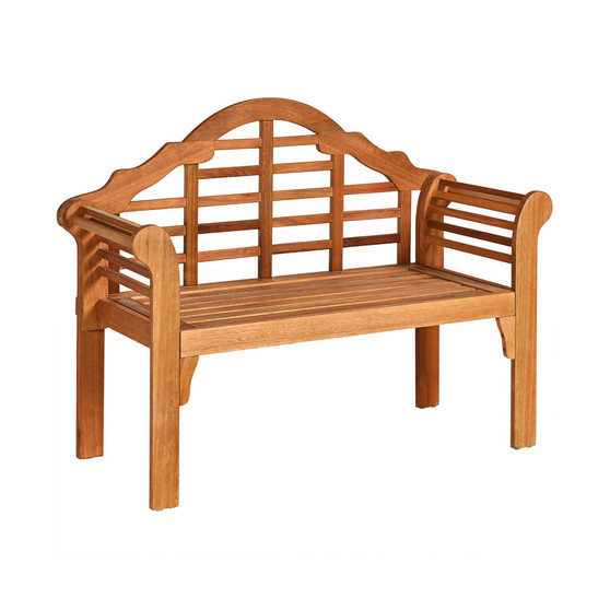 49'' Outdoor Folding Bench Eucalyptus Wood Backrest Armrest