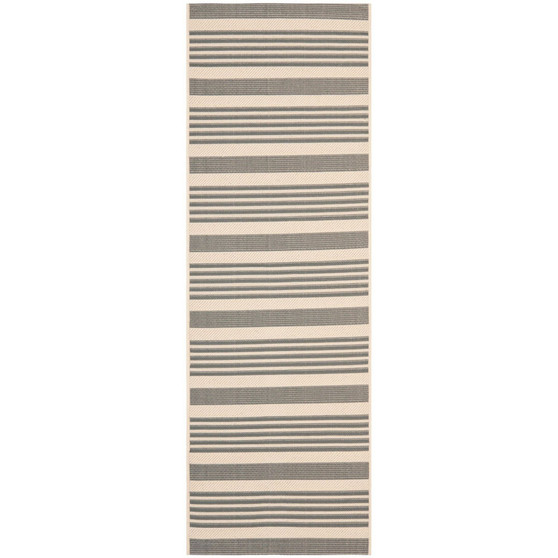 Courtyard Grey and Bone 2'3" x 8' Runner Outdoor Area Rug