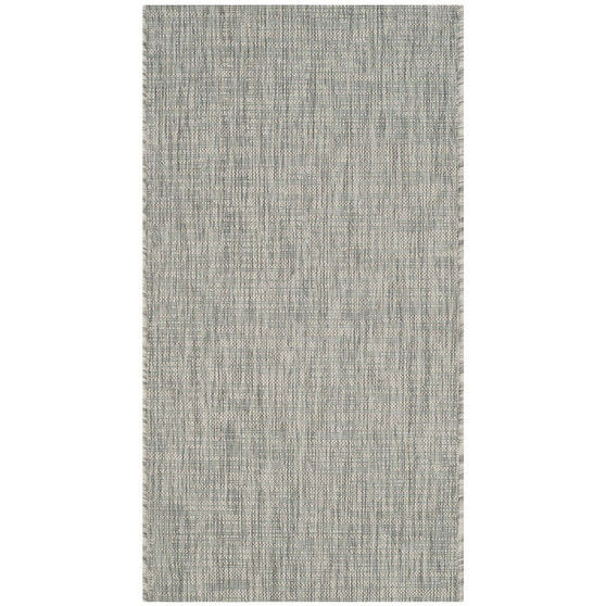 Courtyard Gray and Turquoise 2'7" x 5' Sisal Weave Outdoor Area Rug