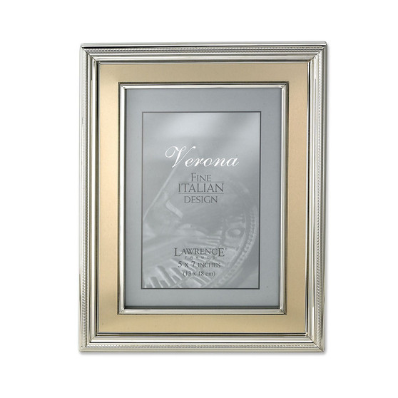 Silver Plated Metal Picture Frame - Brushed Gold Inner Panel - 5" x 7"
