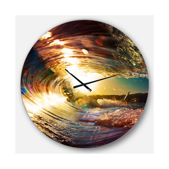 Modern Seashore Round Metal Wall Clock - 36 x 36