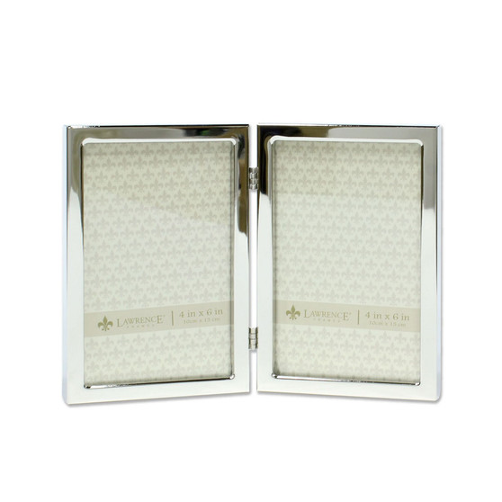 Hinged Double Silver Standard Metal Picture Frame - 4" x 6"