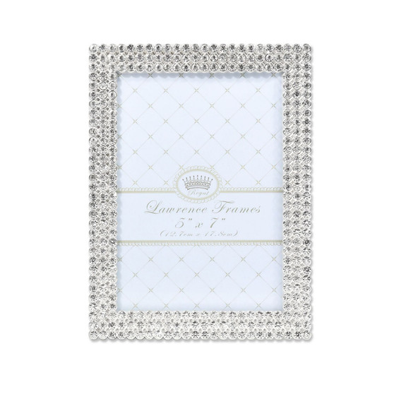 Juliet Silver Metal Frame with Crystals - 5" x 7"