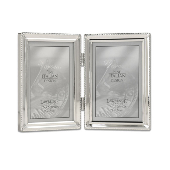 Metal Double Picture Frame with Inner Beading, 3.5" x 5"