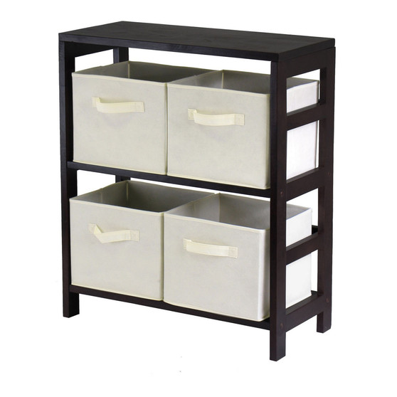 Capri 2-Section M Storage Shelf with 4 Foldable Fabric Baskets