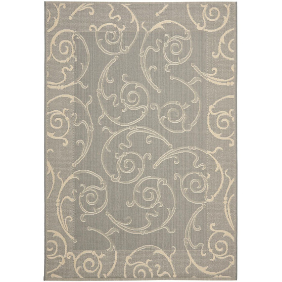 Courtyard Gray and Natural 4' x 5'7" Sisal Weave Outdoor Area Rug