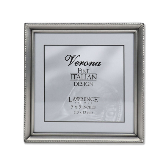 Antique Pewter Picture Frame - Bead Border Design - 5" x 5"