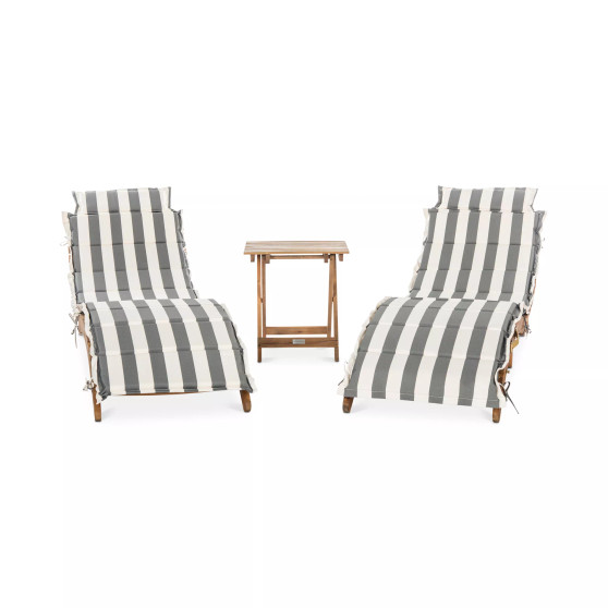 Irena Outdoor 3-Pc. Lounge Set (2 Lounges & 1 End Table)