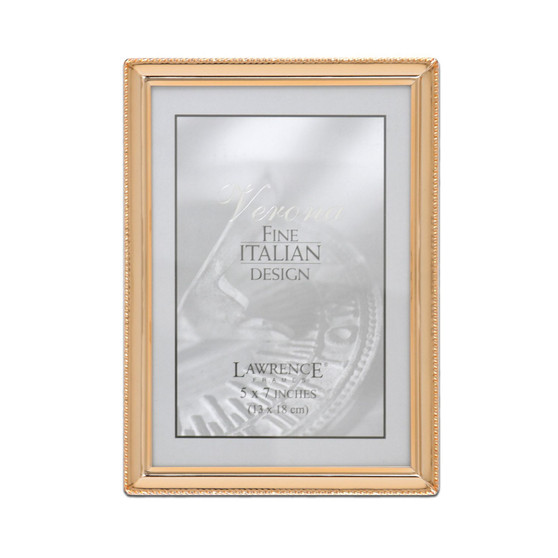 Polished Metal Picture Frame - Bead Border Design, 5" x 7"
