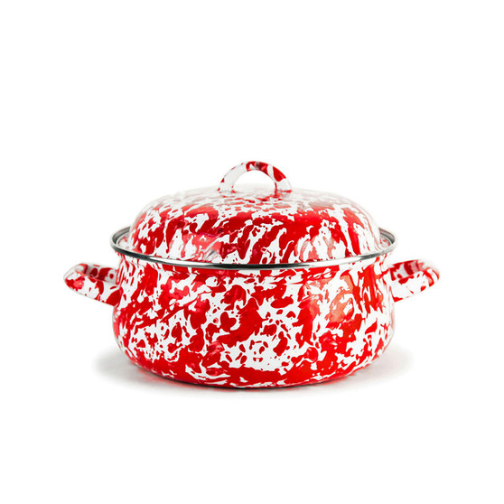 Red Swirl Enamelware Collection 4 Quart Dutch Oven