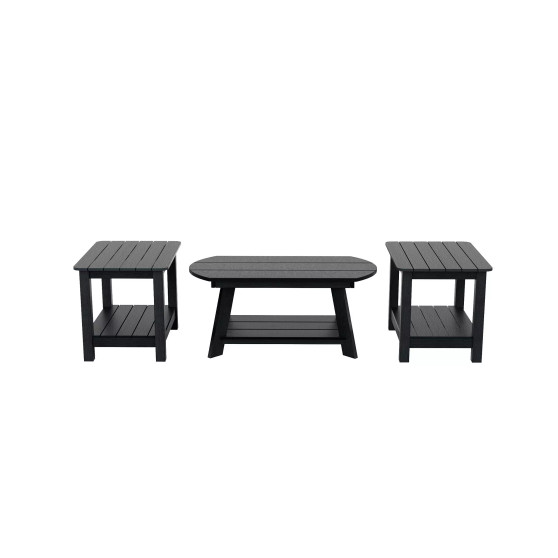 3-Piece Outdoor Adirondack Coffee Table and Side Table Set