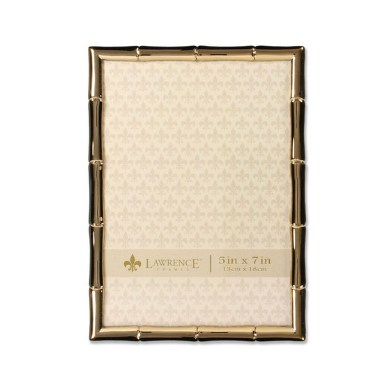 Gold Metal Picture Frame with Bamboo Design - 5" x 7"