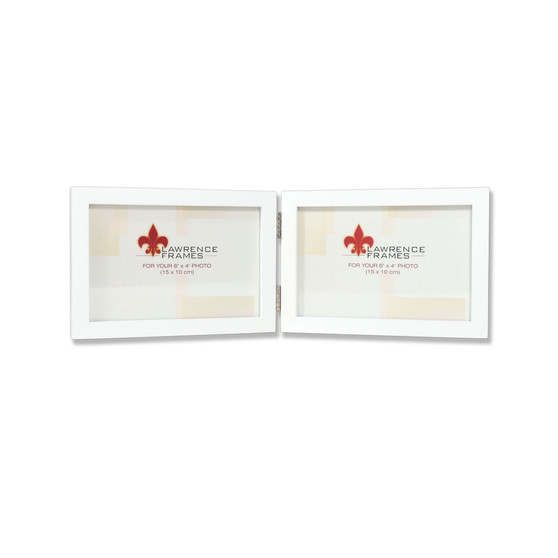 Hinged Double White Wood Picture Frame - Gallery Collection - 4" x 6"