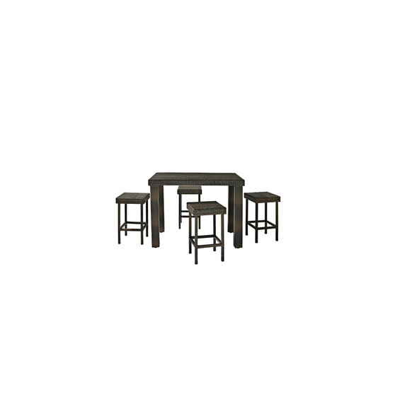 Palm Harbor 5 Piece Outdoor Wicker High Dining Set - Table And 4 Stools