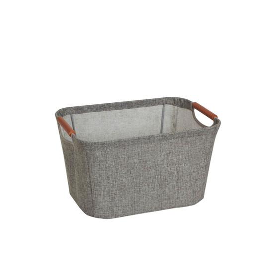Small Tapered Soft-Side Storage Bin with Wood Handles