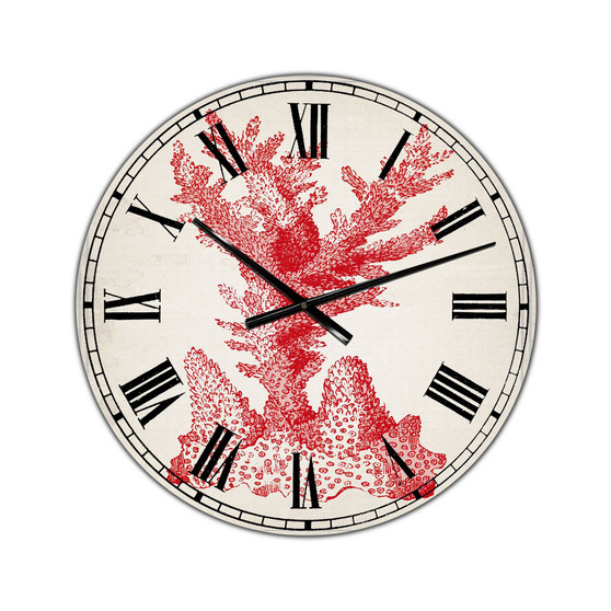 Red Coral 1 Oversized Nautical & Coastal Wall Clock - 36" x 28" x 1"