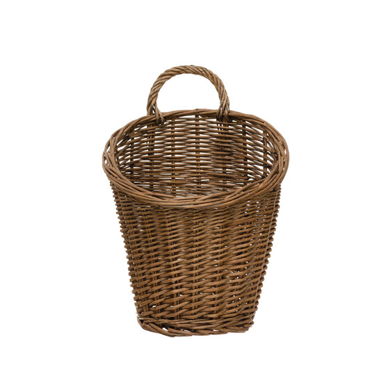 10" Round x 14.75" H Rattan Wall Basket with Handle