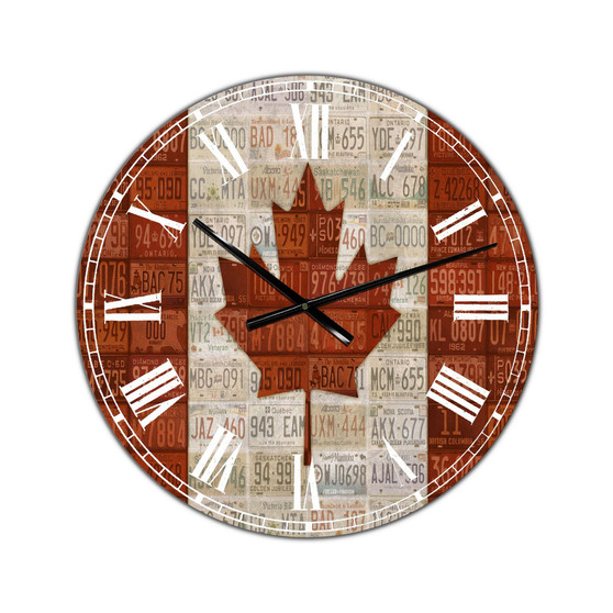 Canada License Plate Flag Oversized Traditional Wall Clock - 36" x 28" x 1"