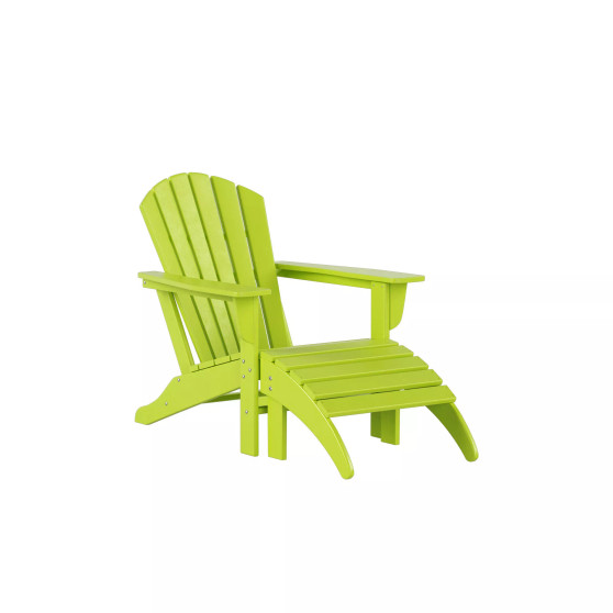 Outdoor Adirondack Chair With Footrest Ottoman Set
