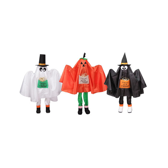 Ghost Pumpkin and Bat Standing 3 Piece Halloween Kid Figures Set, 36"