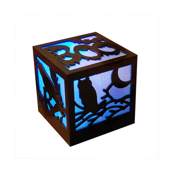 LumaBase Halloween Boo Light Wooden Lantern