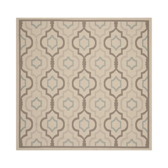 Courtyard Beige and Dark Beige 7'10" x 7'10" Square Outdoor Area Rug