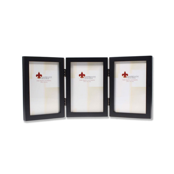 Hinged Triple Black Wood Picture Frame - Gallery Collection - 4" x 6"