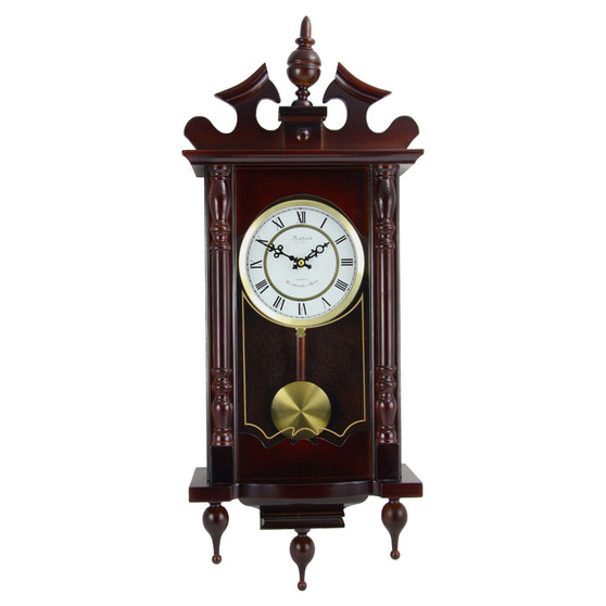 Clock Collection Classic 31" Chiming Wall Clock with Roman Numerals and a Swinging Pendulum