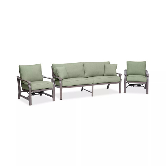 Tara Aluminum Outdoor 3-Pc. Seating Set (1 Sofa & 2 Rocker Chairs), Created for Macy's