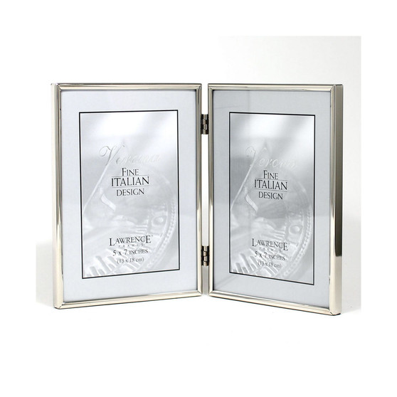 Hinged Double Simply Silver Metal Picture Frame - 5" x 7"