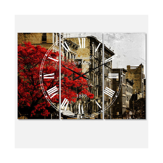 Industrial 3 Panels Metal Wall Clock