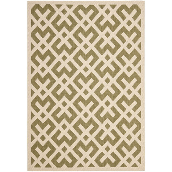 Courtyard Green and Bone 8' x 11' Outdoor Area Rug