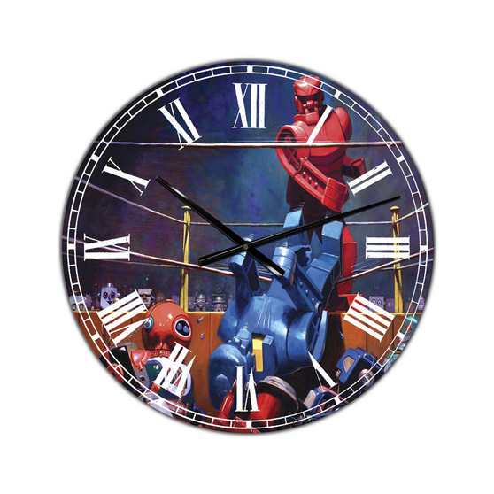 Robot Boxing Oversized Modern Wall Clock - 36" x 28" x 1"
