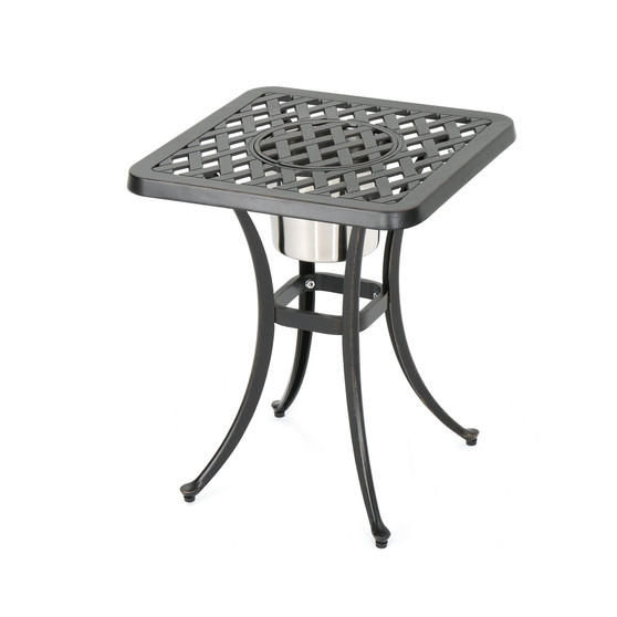 Ava Outdoor Cast Chat Table with Ice Bucket