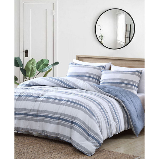 Bay Shore Reversible 3-Piece Comforter Set, Full/Queen
