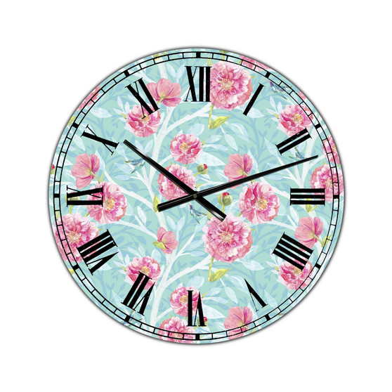 Evening Garden Pattern I Large Cottage Wall Clock - 36" x 28" x 1"