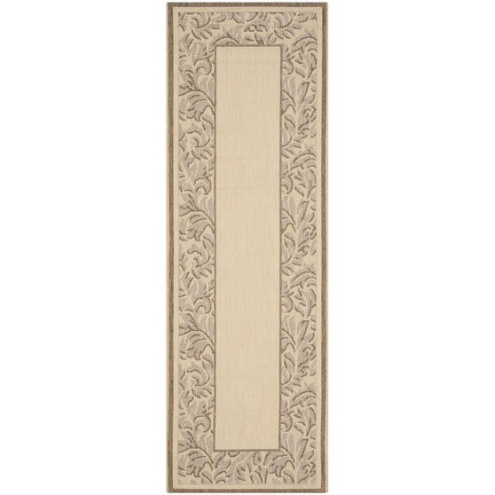 Courtyard Natural and Brown 6'7" x 6'7" Sisal Weave Round Outdoor Area Rug