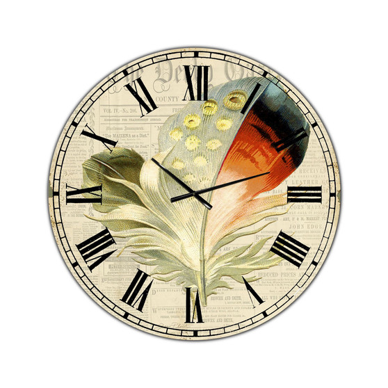 Colorful Elegant Feather IV Large Cottage Wall Clock - 36 x 36