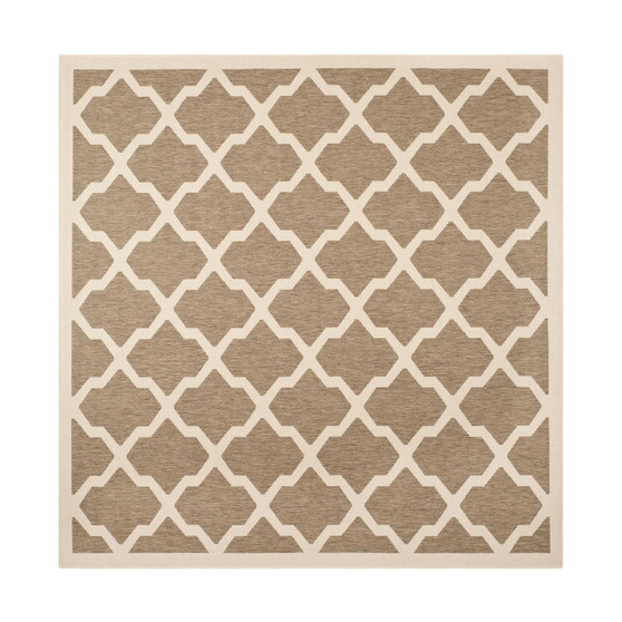 Courtyard Brown and Bone 7'10" x 7'10" Square Outdoor Area Rug