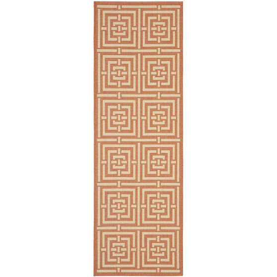 Courtyard Terracotta and Cream 2'3" x 6'7" Runner Outdoor Area Rug