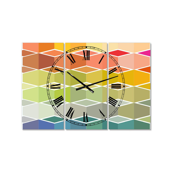 Flanneur (Square) Oversized Mid-Century 3 Panels Wall Clock - 38" x 38" x 1"