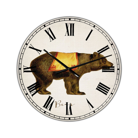 Circus Animals Bear Oversized Cottage Wall Clock - 36" x 28" x 1"