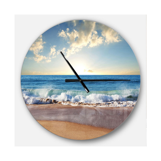Designart Oversized Coastal Round Metal Wall Clock