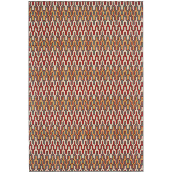 Hampton Dark Gray and Rust 5'1" x 7'7" Outdoor Area Rug